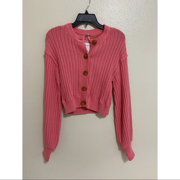 💗NWT Free People All Yours Cardigan in Bubblegum - Picture 10 of 14
